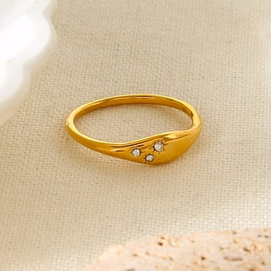 1 Stück einfache, alltägliche, unregelmäßige Form, Edelstahl, goldfarben, Zirkon-Statement-Ringe h5 Bild4