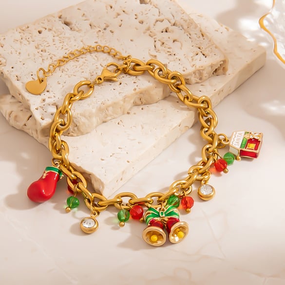1 Piece Lovely Pendant Christmas DIY Stainless Steel  Women's Charm Bracelets