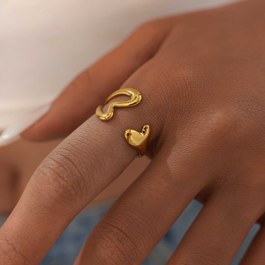 1 Piece Simple Hollowed-out Stainless Steel  Gold Color Women's Statement Rings Picture6