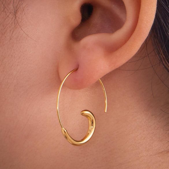 1 paio di orecchini a cerchio minimalisti irregolari in acciaio inossidabile color oro da donna 2