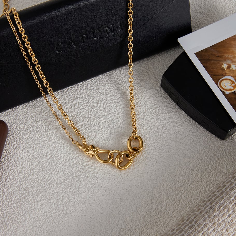 1 Piece Classic Twist Circle Stainless Steel Gold Color Women's Chain Necklaces Picture5