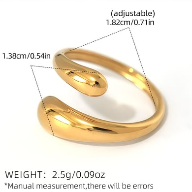 1 Piece Simple Droplet Stainless Steel  Gold Color  Statement Rings h5 Picture2