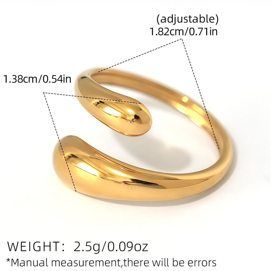 1 Piece Simple Droplet Stainless Steel  Gold Color  Statement Rings Picture2