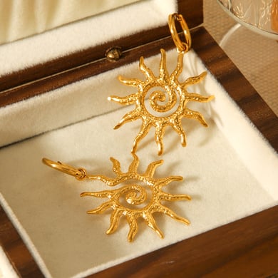 1 Pair Daily Sun Stainless Steel  Gold Color Women's Drop Earrings h5 Picture5