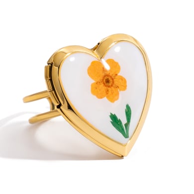 1 pezzo di anello romantico con fiori in acciaio inossidabile color oro h5 