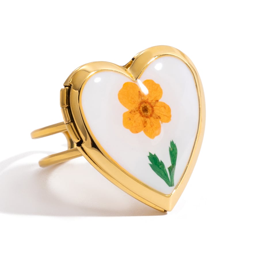 1 pezzo di anello romantico con fiori in acciaio inossidabile color oro 