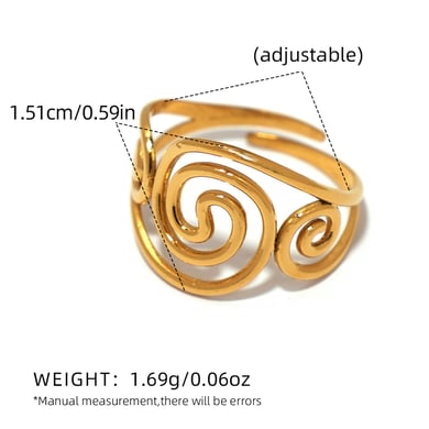 1 Piece  Simple Irregular Shape Stainless Steel  Gold Color Women's Statement Rings h5 
