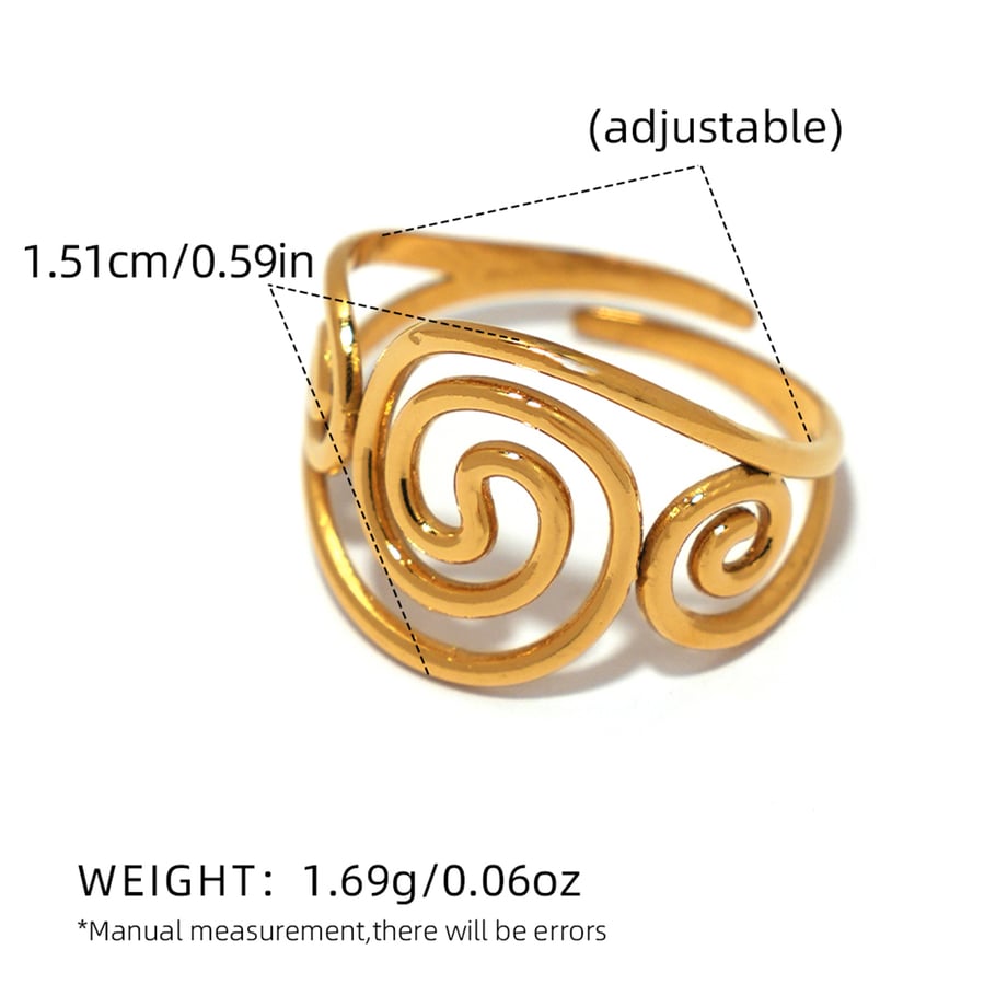 1 Piece  Simple Irregular Shape Stainless Steel  Gold Color Women's Statement Rings 