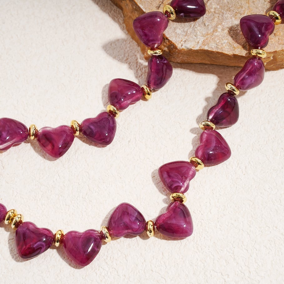 1 Piece Romantic Heart Acrylic Beaded Necklace Picture5