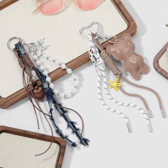 1 Piece Heart Beads Chain Bag Charm 2