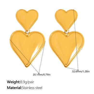 1 Pair Heart Stainless Steel Drop Earrings h5 
