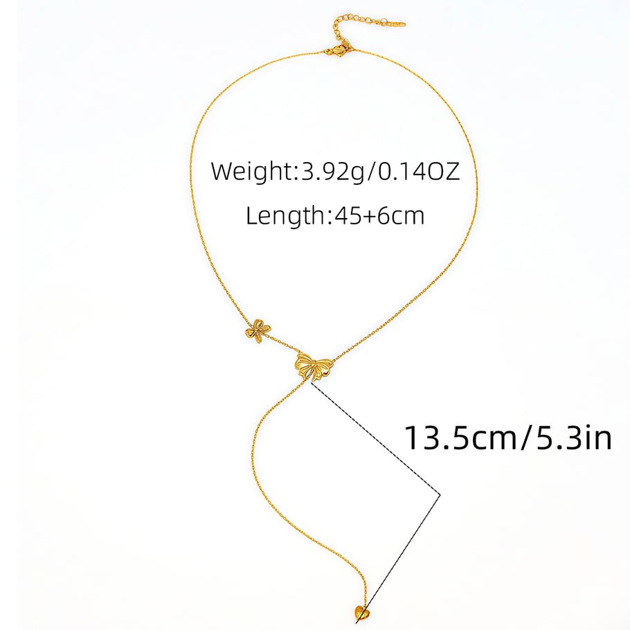 1 Stück Halsketten mit Anhänger aus Edelstahl mit Schleife und Knoten in Goldfarbe für Damen 