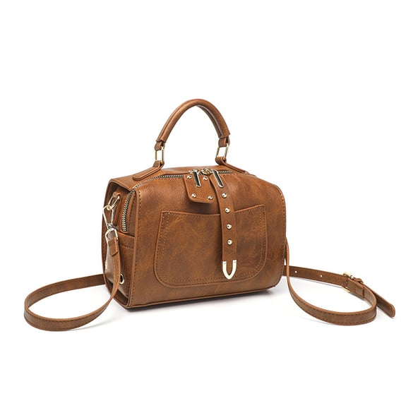 Sac à main Boston chic en PU de couleur unie pour femme, 1 pièce