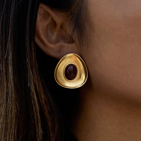 1 paar Vogue Circle Resin roestvrijstalen goudkleurige damesoorbellen