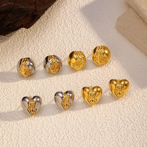 1 Pair Heart Stainless Steel Mixed Color Stud Earrings 2