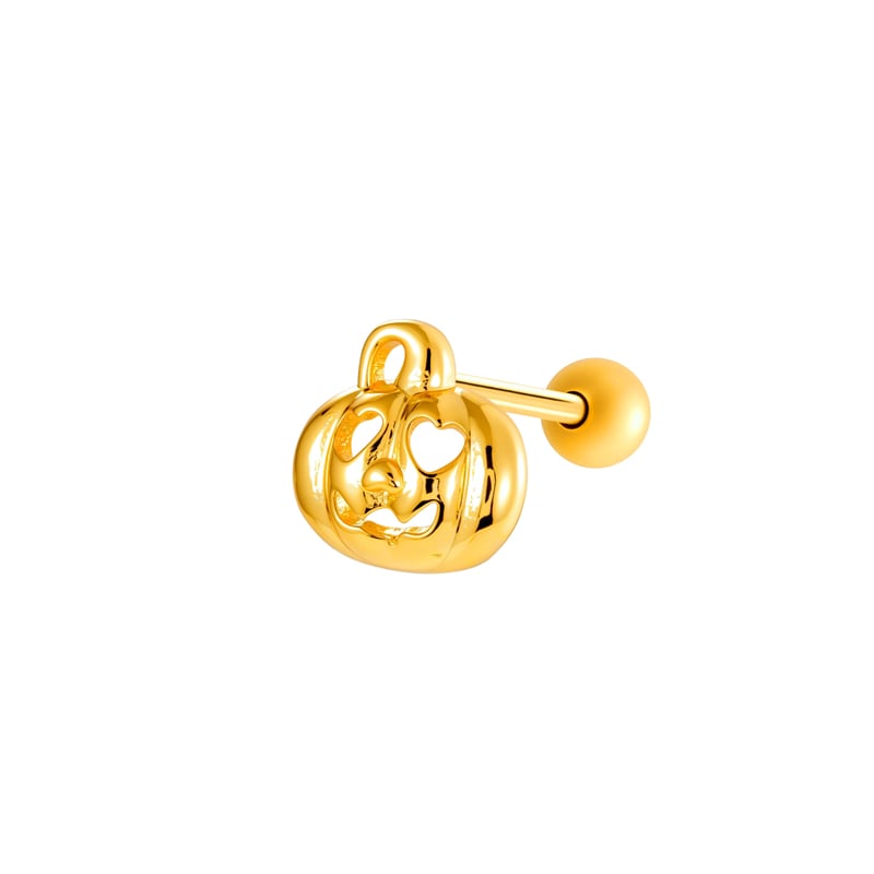 1 Piece Halloween Copper Gold Color Zircon Piercing Earring 