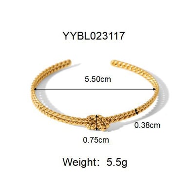 Pulsera de acero inoxidable color dorado con forma de giro de 1 pieza h5 
