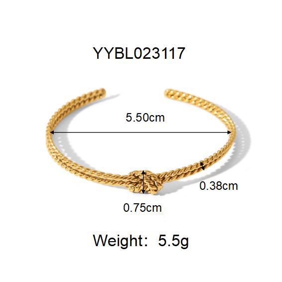 Pulsera de acero inoxidable color dorado con forma de giro de 1 pieza 
