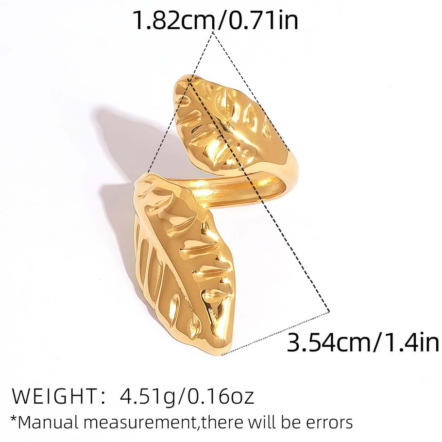 1 Piece Simple Series Natural Leaf Stainless Steel  Women's Statement Rings Picture2