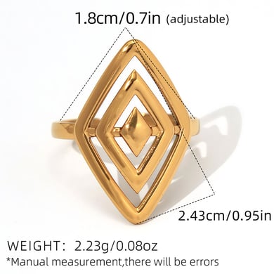 Anelli da donna in acciaio inossidabile con linee casual e serie semplice, 1 pezzo h5 Immagine2