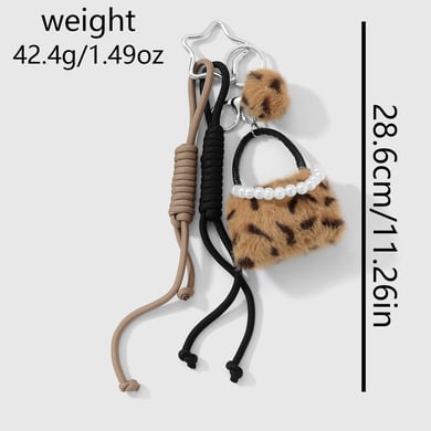 1 Stück Leoparden-Plüschball-Taschenanhänger h5 Bild2