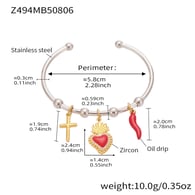 Z494-Color matching heart enamel bracelet Picture4