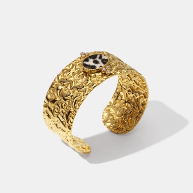 1 Piece Classic Series Retro Leopard Print Hammer Pattern Stainless Steel  Women's Cuff Bracelets h5 Picture3