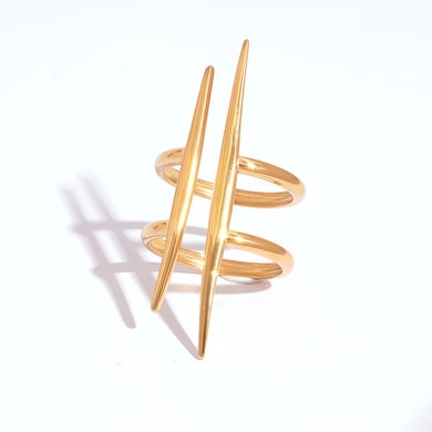 1 Piece Simple Lines Stainless Steel   Gold Color Woemn's Statement Rings h5 