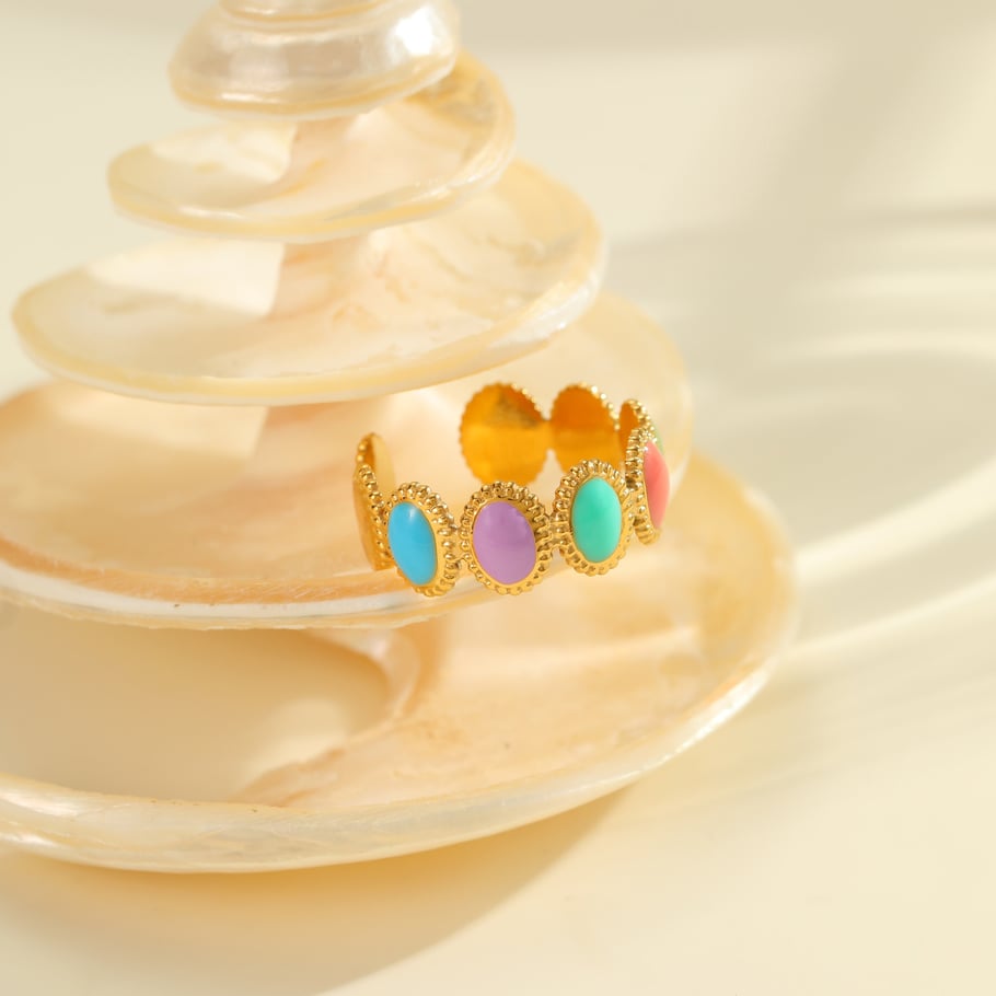 1 Piece Simple Sweet Flower Smiling Face Stainless Steel Women's Statement Rings h5Picture3