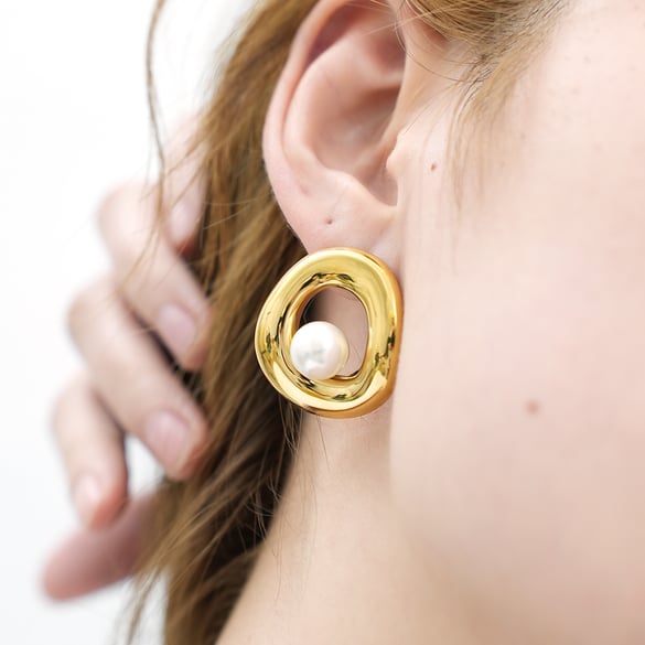 1 Pair Simple Series Retro Irregular Shape Stainless Steel  Woemn's Stud Earrings 2