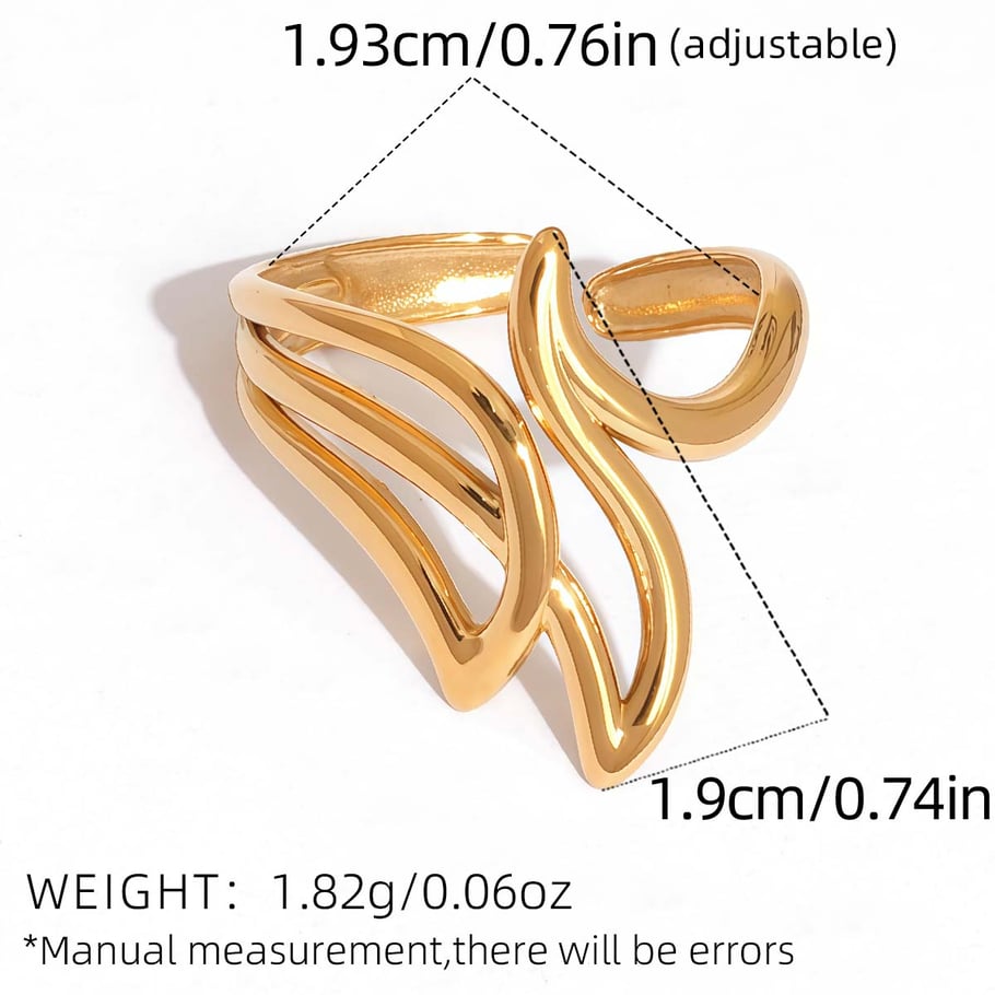 1 Stück Tägliche unregelmäßige Form Edelstahl Gold Farbe Damen Statement Ringe Bild2