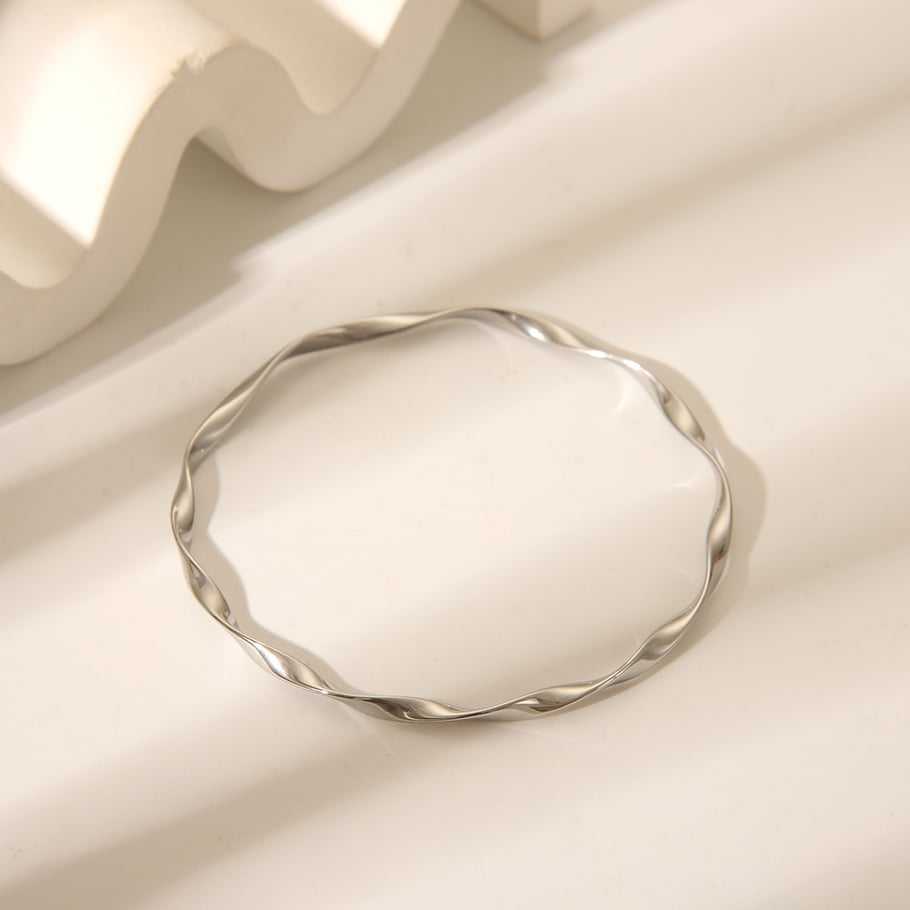 Bracelet simple en acier inoxydable de forme irrégulière, couleur or, 1 pièce Image3