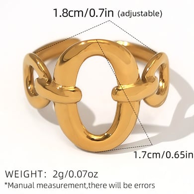 1 Stück einfache rechteckige Statement-Ringe aus Edelstahl in Goldfarbe für Damen h5 Bild2