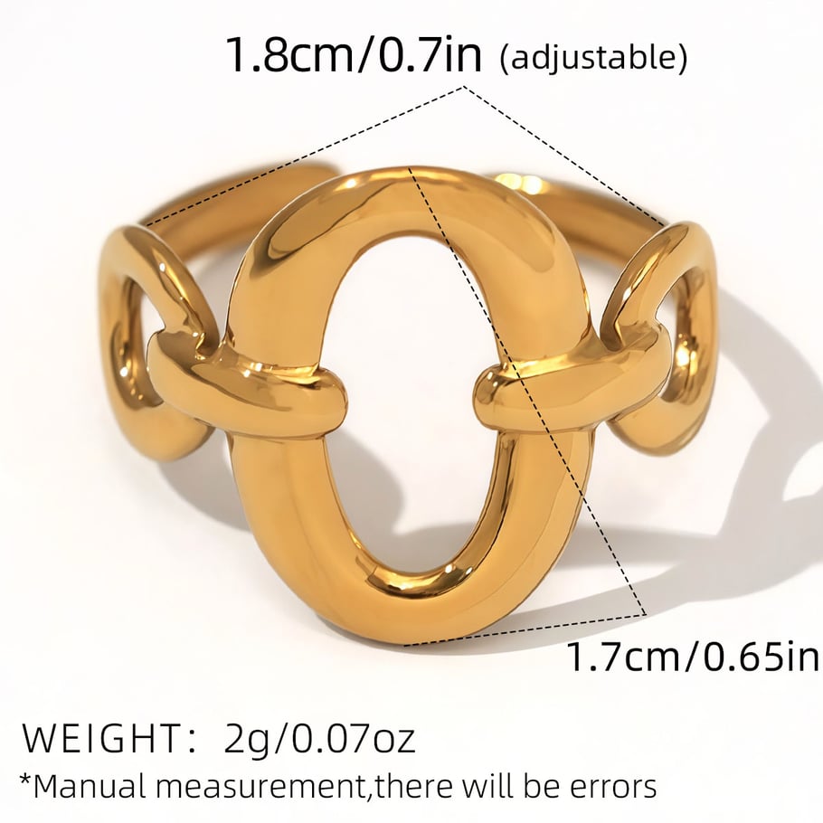 1 Stück einfache rechteckige Statement-Ringe aus Edelstahl in Goldfarbe für Damen Bild2