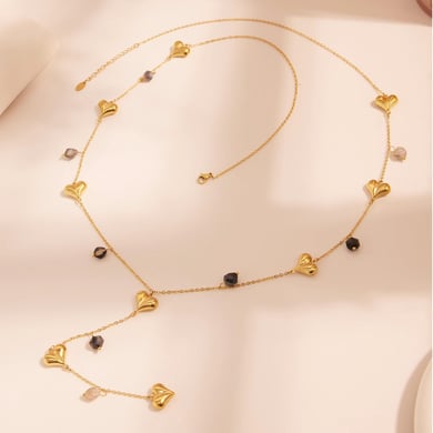 1 Piece Delicate Heart Stainless Steel Natural Stone Women's Long Necklaces h5 Picture2
