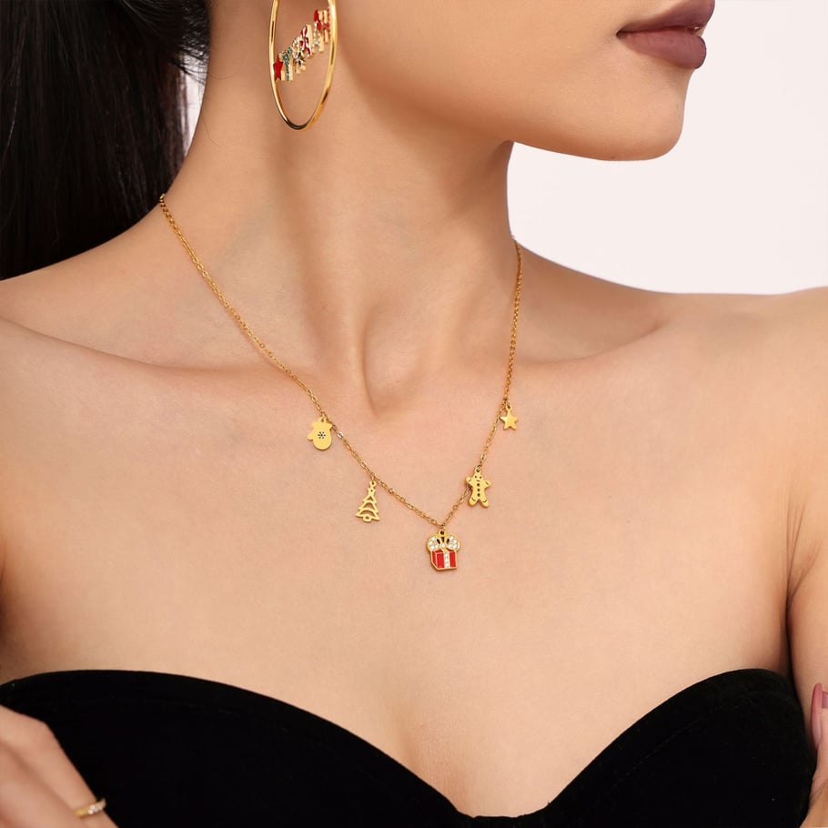 Collier pendentif en acier inoxydable et zircon pour femme, cadeau de Noël, 1 pièce Image5