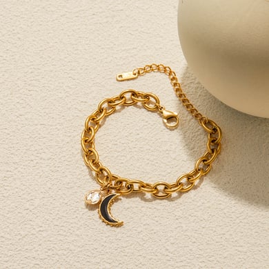 1 Piece Classic Moon Stainless Steel Gold Color Women's Charm Bracelets h5 Picture5