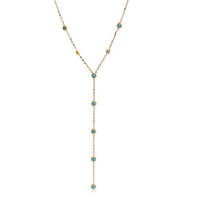1 Piece Minimalist Circle Stainless Steel Gold Color Natural Stone Women's Pendant Necklaces h5 
