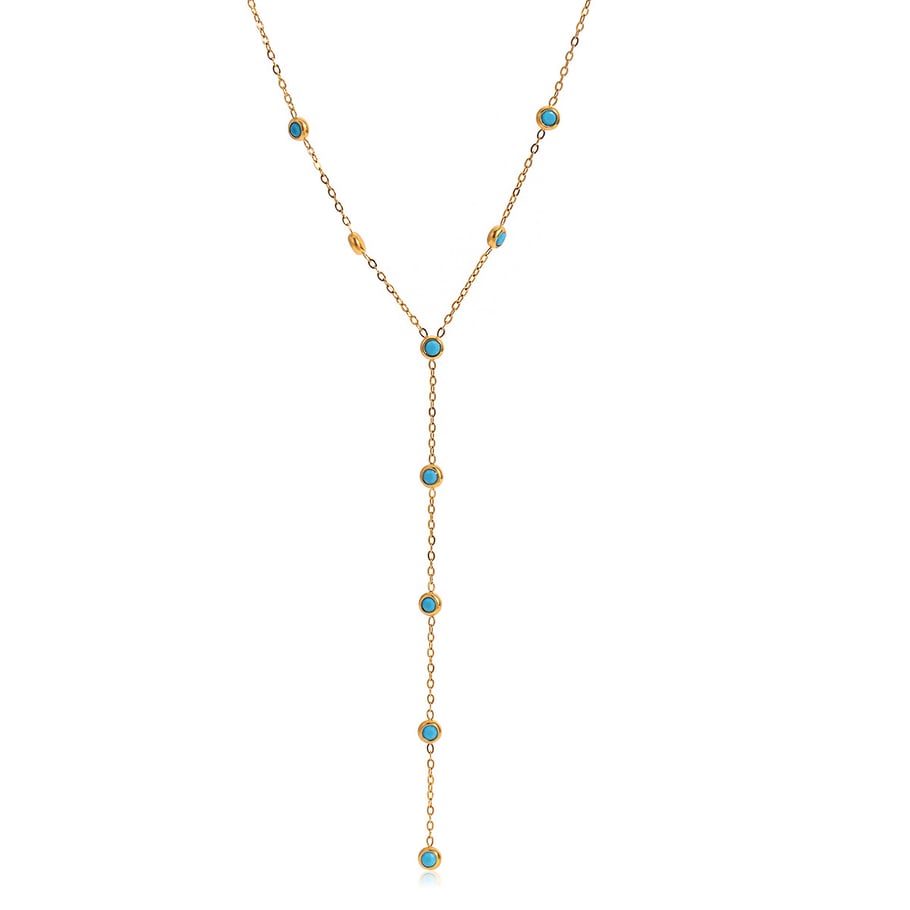 1 Piece Minimalist Circle Stainless Steel Gold Color Natural Stone Women's Pendant Necklaces 