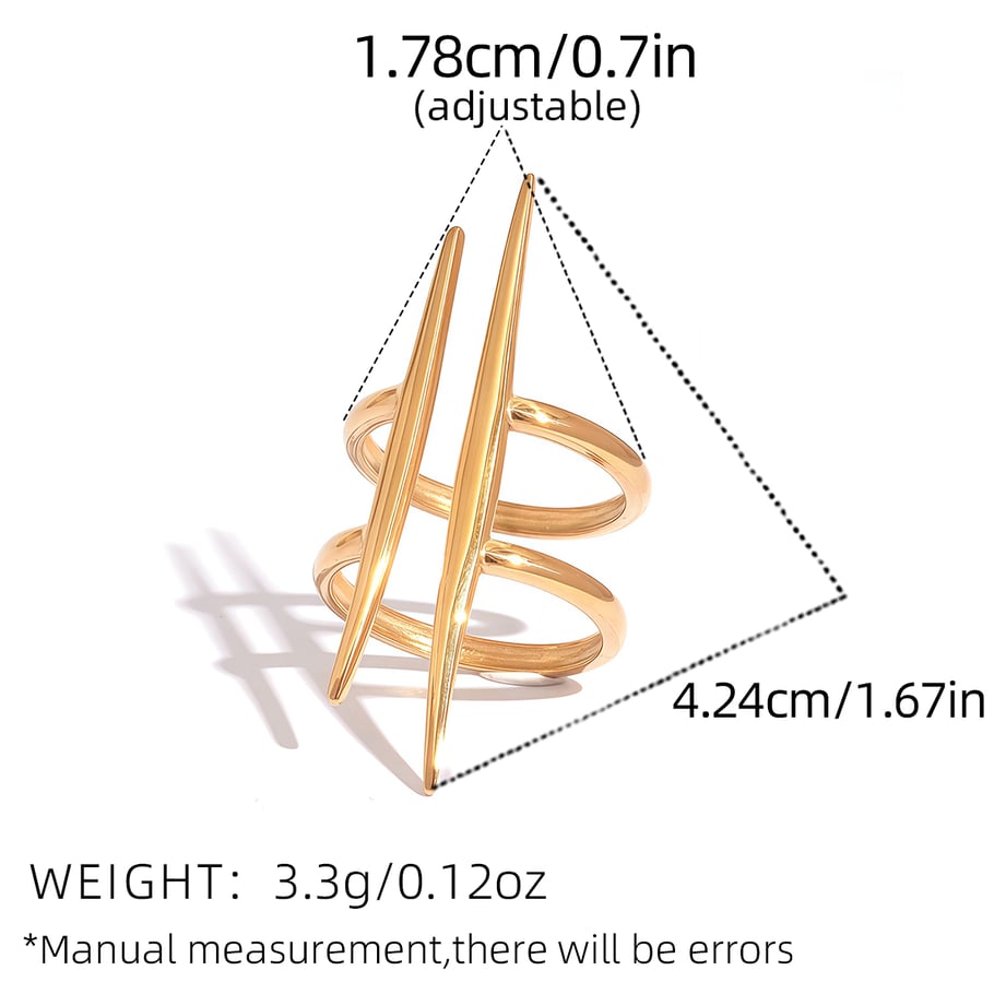 1 Piece Simple Lines Stainless Steel   Gold Color Woemn's Statement Rings Picture2