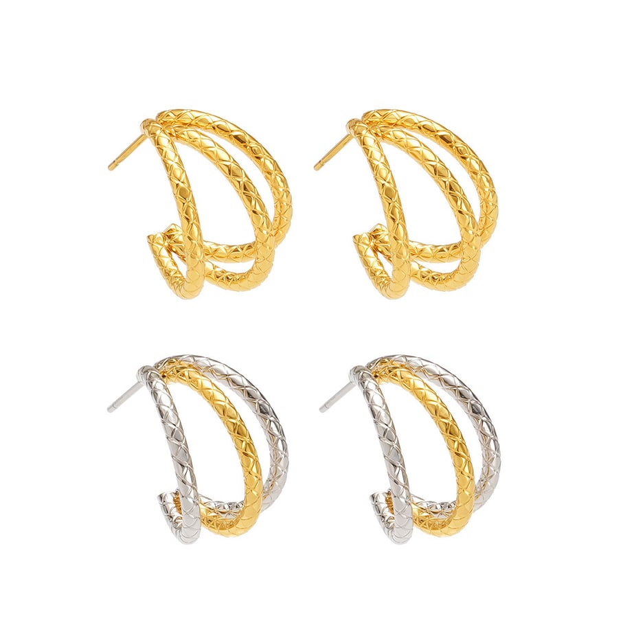 1 Paar minimalistische Creolen aus Edelstahl in Goldfarbe für Damen Bild7