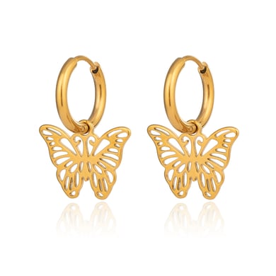 1 Pair Romantic Butterfly Stainless Steel Gold Color Women's Drop Earrings h5 Picture5