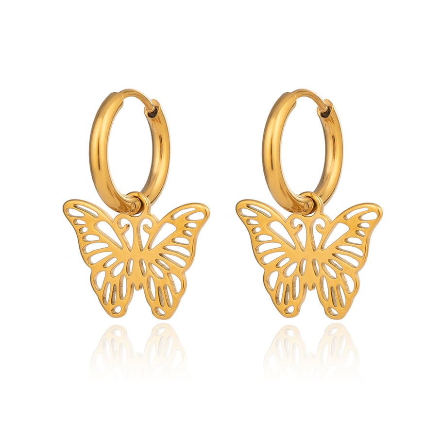1 Pair Romantic Butterfly Stainless Steel Gold Color Women's Drop Earrings Picture5