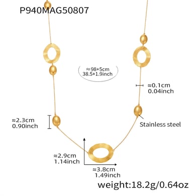 1 Piece Simple Hammer Pattern Stainless Steel Gold Color Women's Long Necklaces h5 Picture2