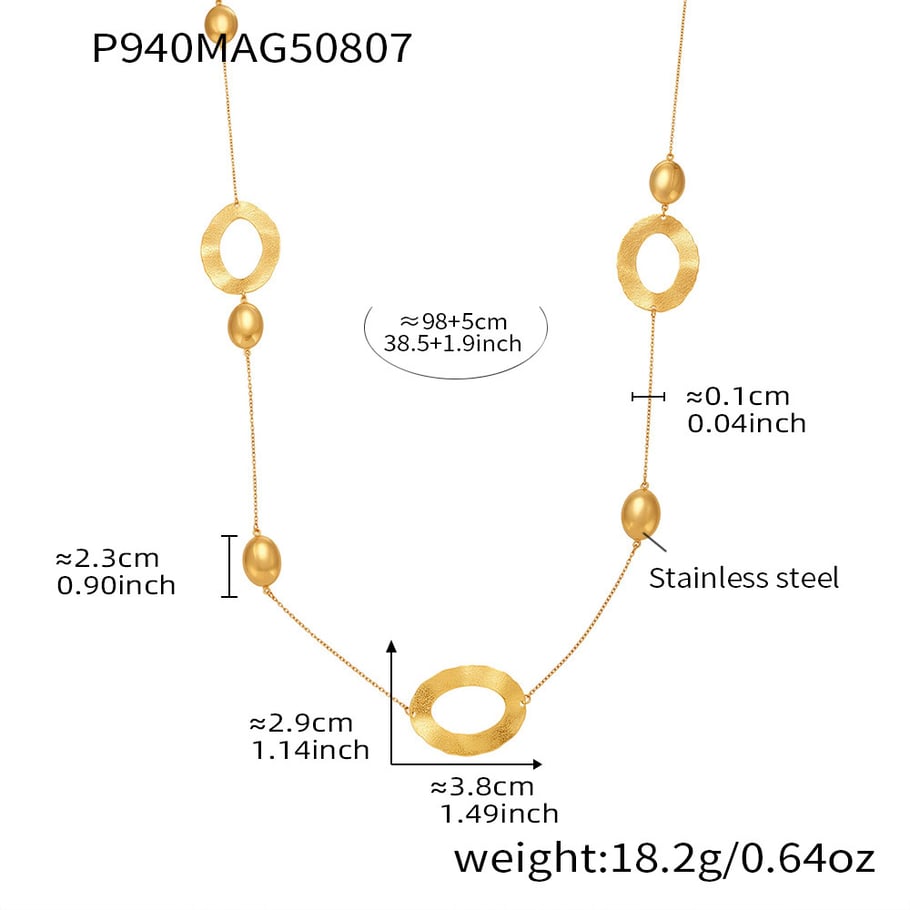1 Piece Simple Hammer Pattern Stainless Steel Gold Color Women's Long Necklaces Picture2