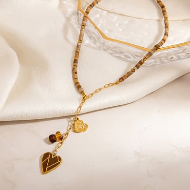 1 Piece Luxurious Irregular Shape Heart Stainless Steel  Women's Beaded Necklaces h5 Picture4