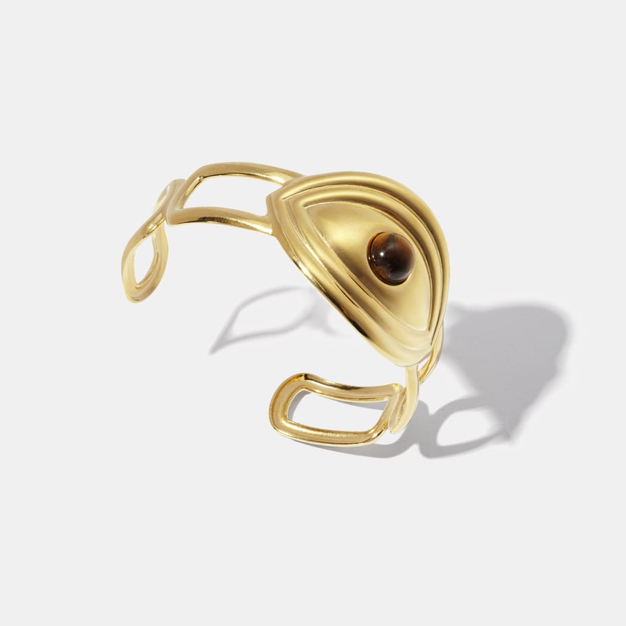 1 stuk Retro Devil&#39;s Eye roestvrijstalen armband met natuursteen 