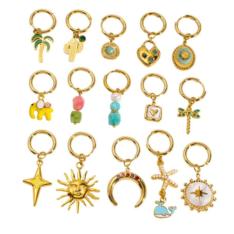 Boucles d'oreilles pendantes en acier inoxydable pour femme, série romantique, motif fleur et soleil h5Image3