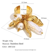 Offener Ring mit Seepferdchen-Anhänger – Gold Bild4