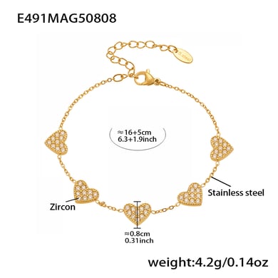 1 Piece Luxurious Butterfly Stainless Steel Gold Color Zircon Women's Chain Bracelets h5 